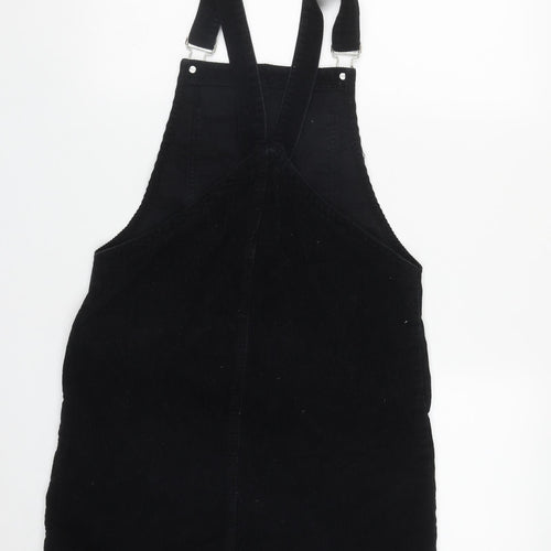 Denim & Co. Womens Black  Cotton Pinafore/Dungaree Dress  Size 10  Square Neck Pullover