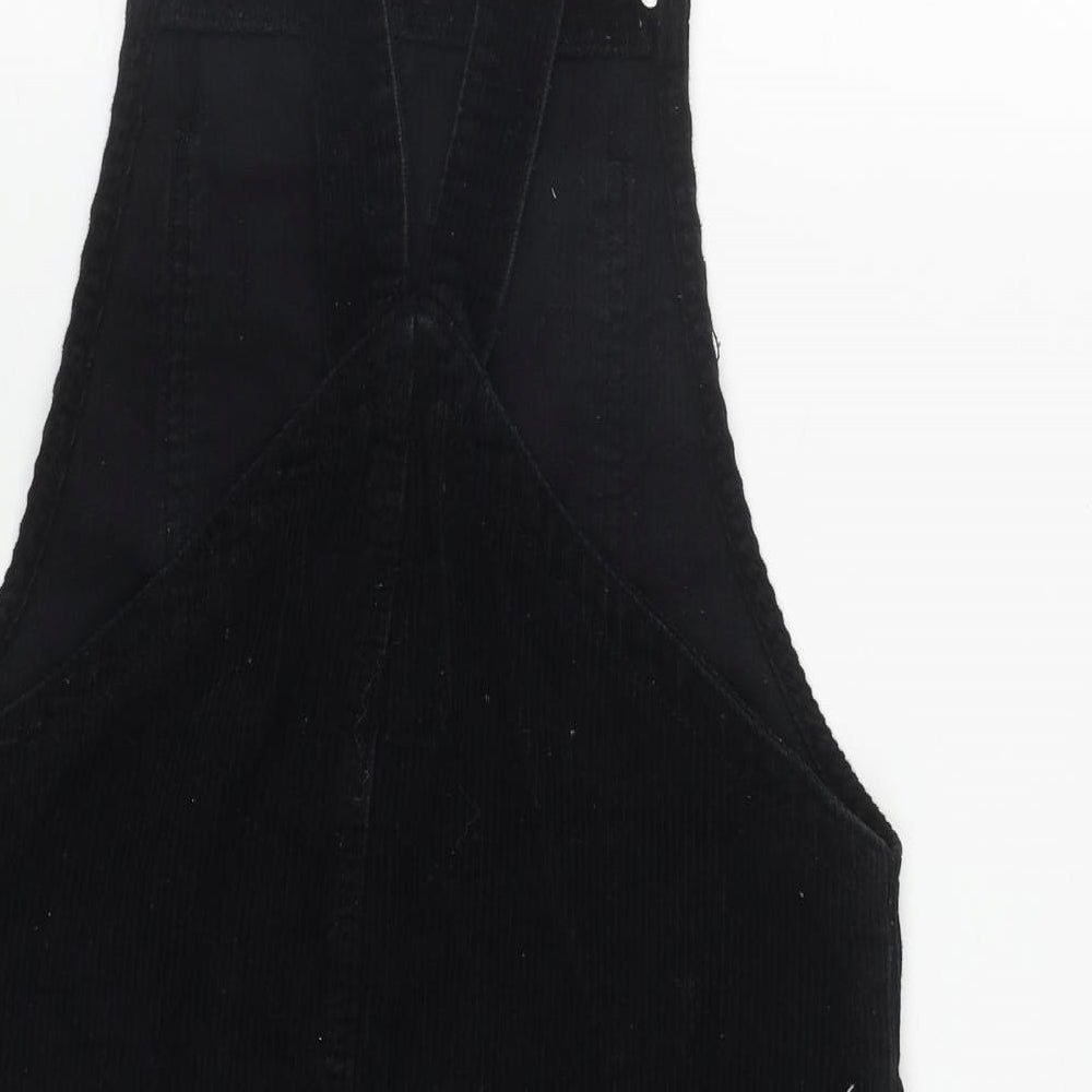 Denim & Co. Womens Black  Cotton Pinafore/Dungaree Dress  Size 10  Square Neck Pullover