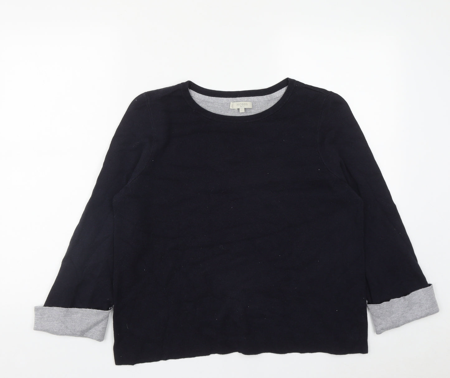 Hobbs Womens Blue Round Neck  Cotton Pullover Jumper Size L