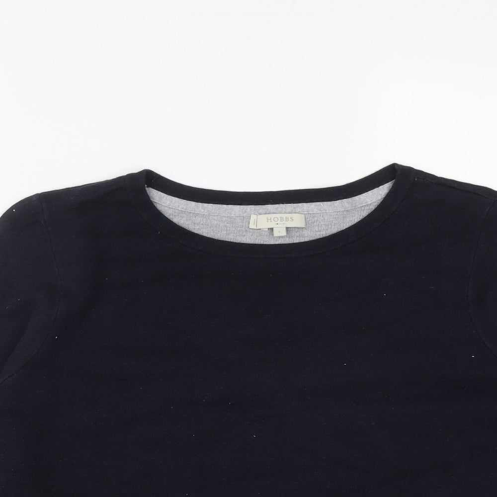 Hobbs Womens Blue Round Neck  Cotton Pullover Jumper Size L