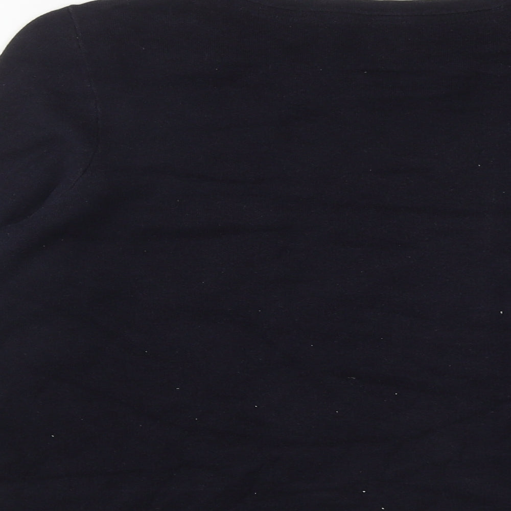Hobbs Womens Blue Round Neck  Cotton Pullover Jumper Size L