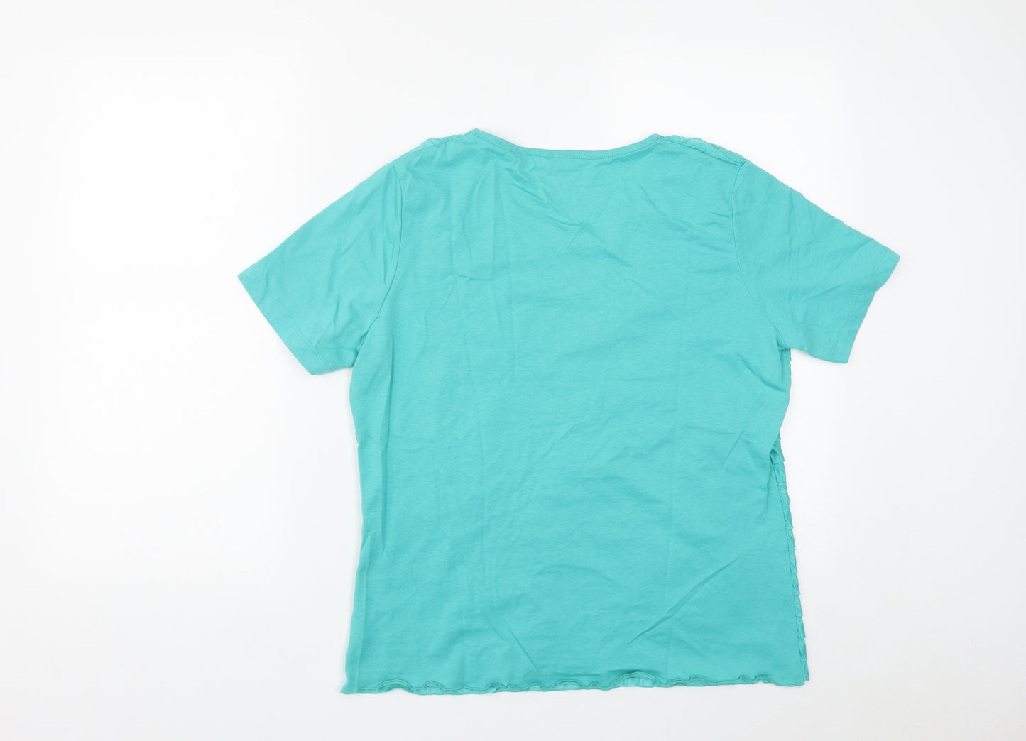 Damart Womens Green  Polyester Basic T-Shirt Size M Round Neck