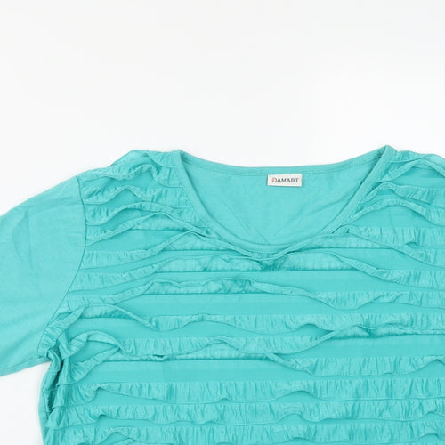 Damart Womens Green  Polyester Basic T-Shirt Size M Round Neck