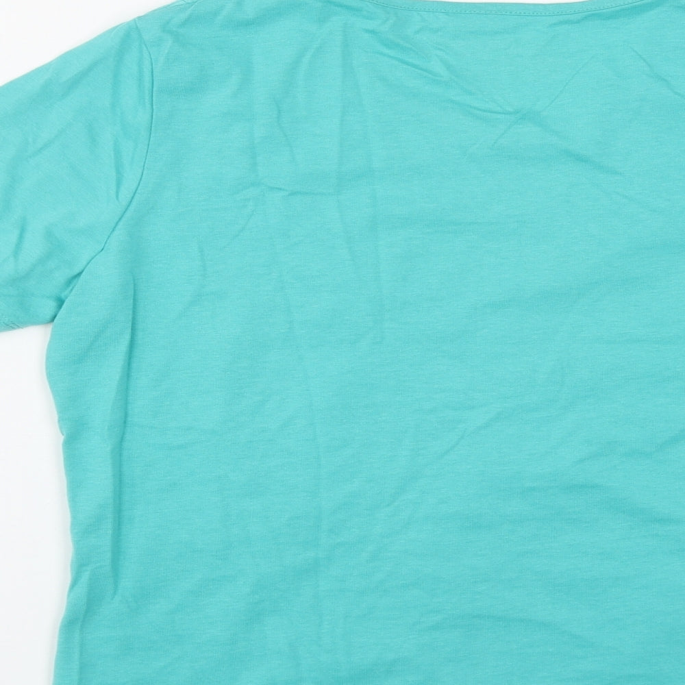 Damart Womens Green  Polyester Basic T-Shirt Size M Round Neck