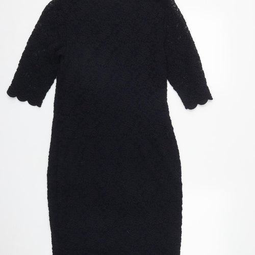 Marks and Spencer Womens Blue Geometric Polyester A-Line  Size 12  Round Neck
