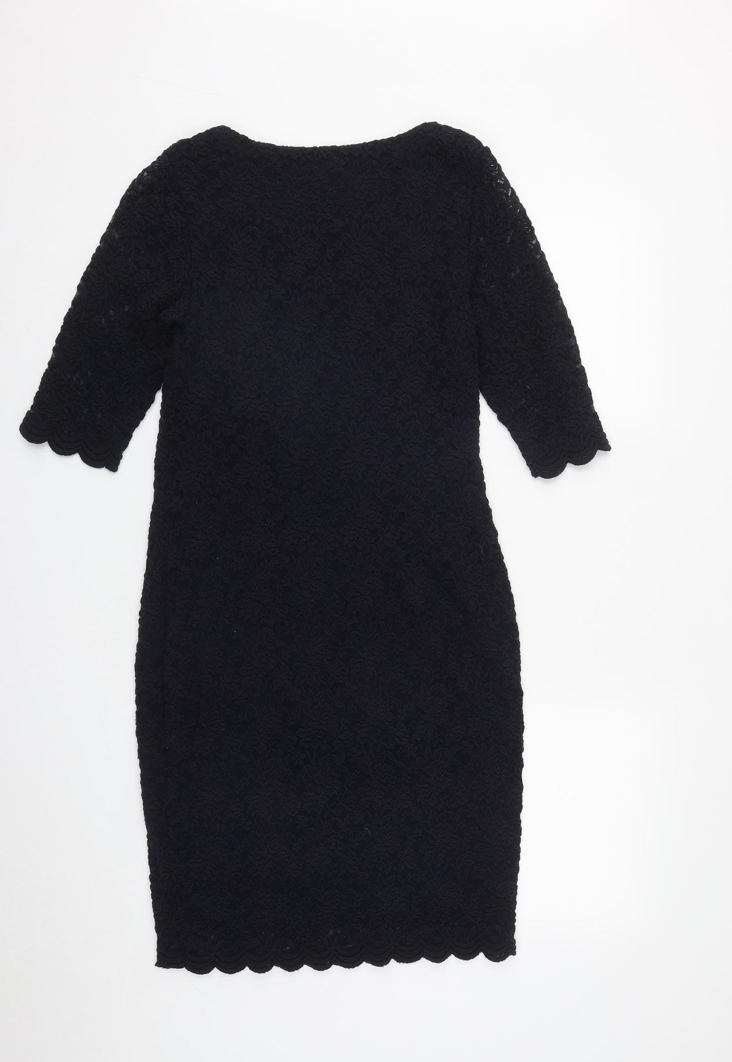 Marks and Spencer Womens Blue Geometric Polyester A-Line  Size 12  Round Neck