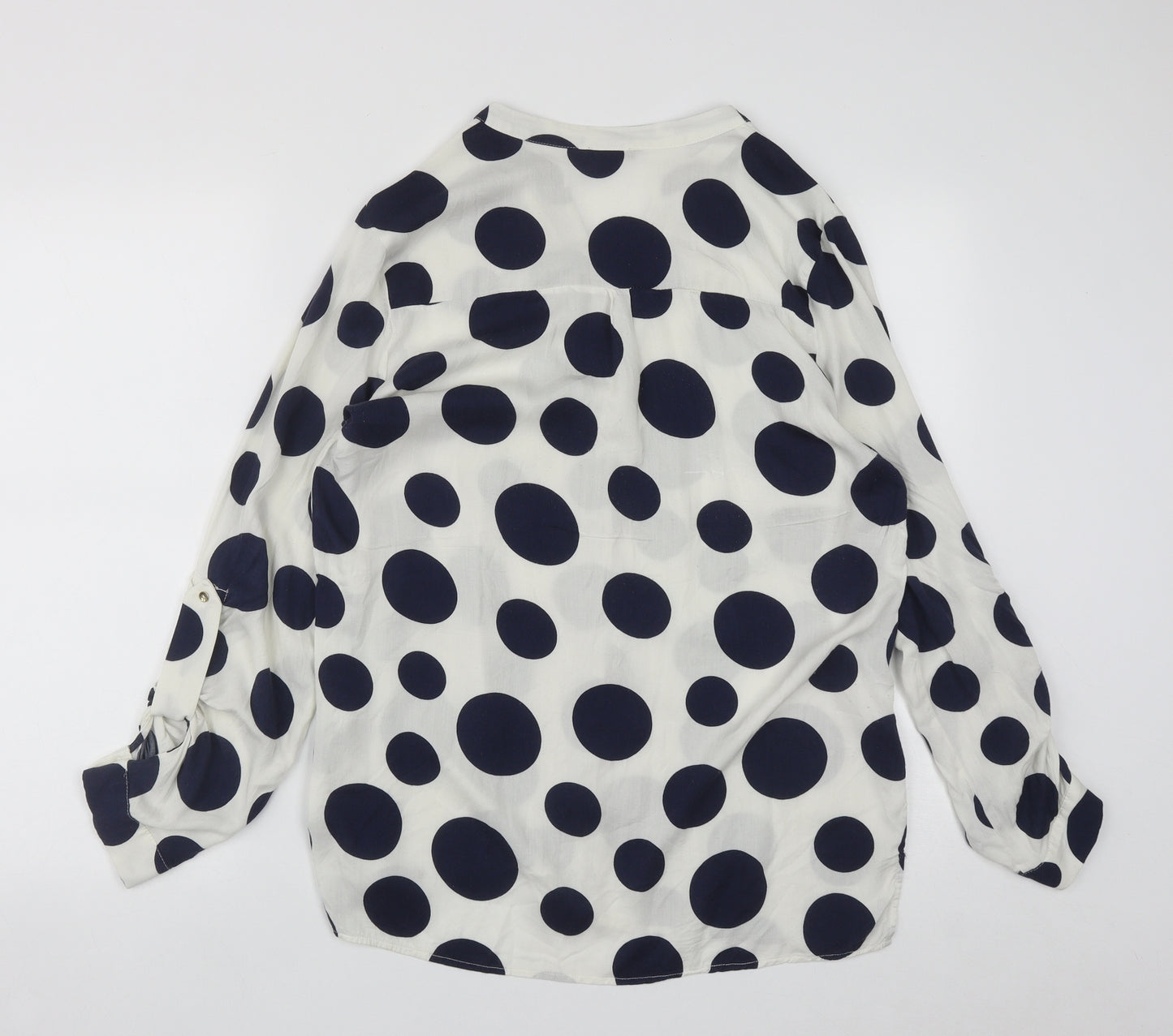 River Island Womens White Polka Dot Viscose Basic Button-Up Size 14 Collared