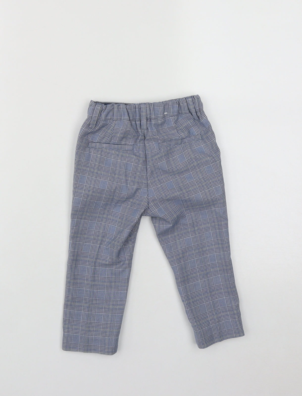 NEXT Boys Blue Plaid Polyester Cargo Trousers Size 12-18 Months  Button