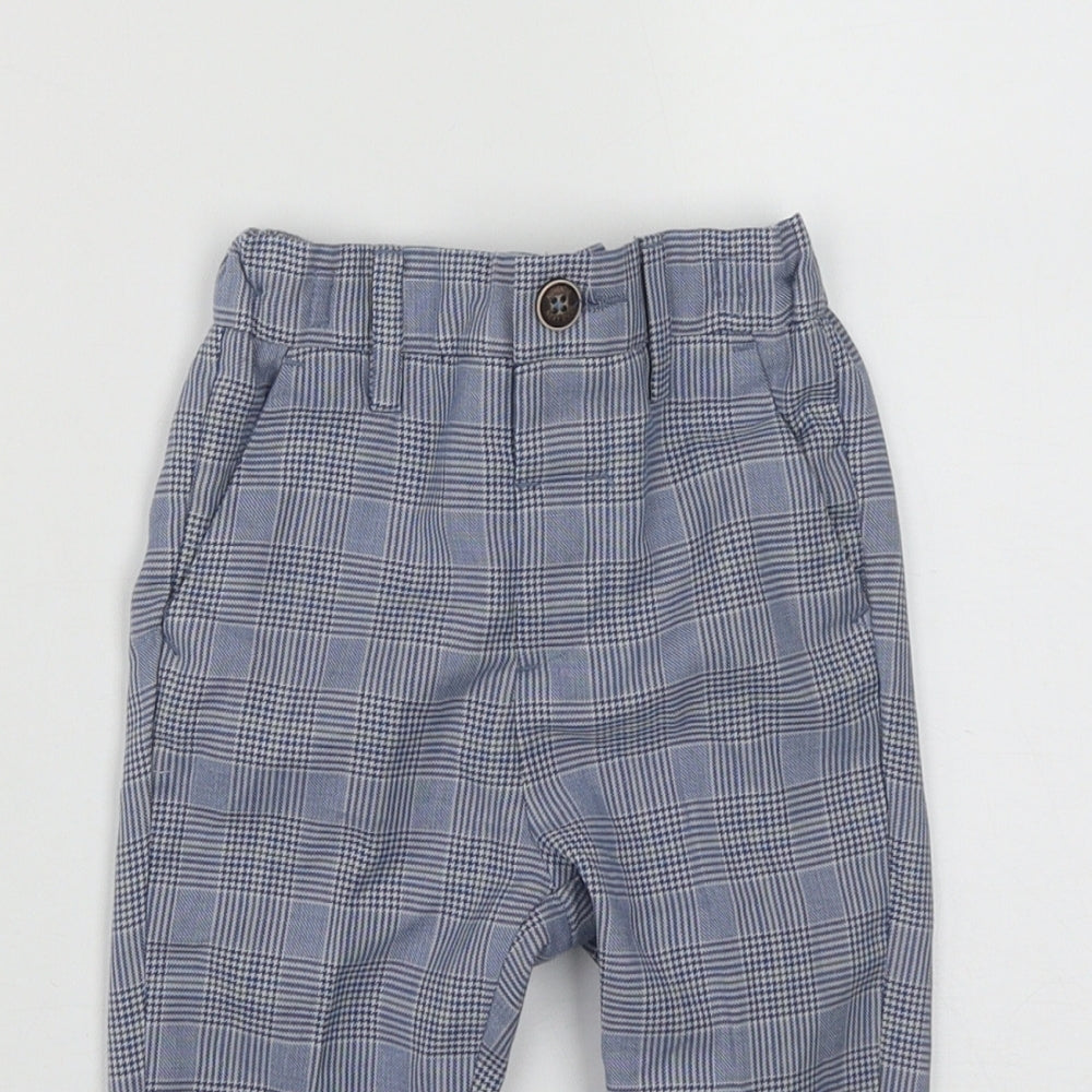 NEXT Boys Blue Plaid Polyester Cargo Trousers Size 12-18 Months  Button