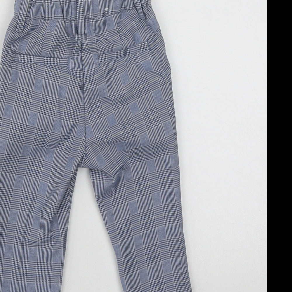 NEXT Boys Blue Plaid Polyester Cargo Trousers Size 12-18 Months  Button