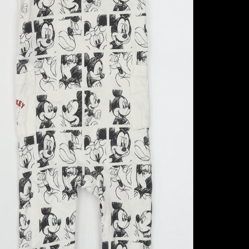 Marks and Spencer Baby White  Cotton Dungaree One-Piece Size 18-24 Months  Button - Mickey Mouse
