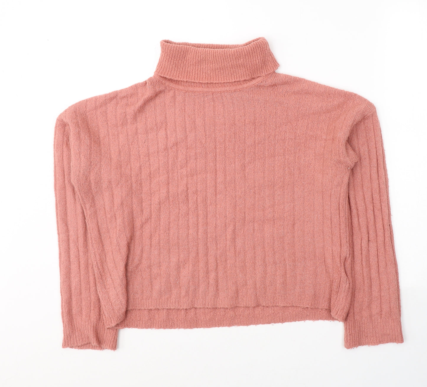 Brave Soul Womens Pink Roll Neck  Acrylic Pullover Jumper Size S