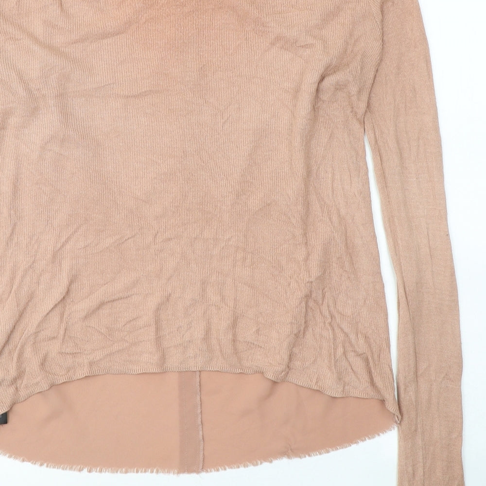 Zara Womens Beige  Polyester Jersey Blouse Size M Round Neck