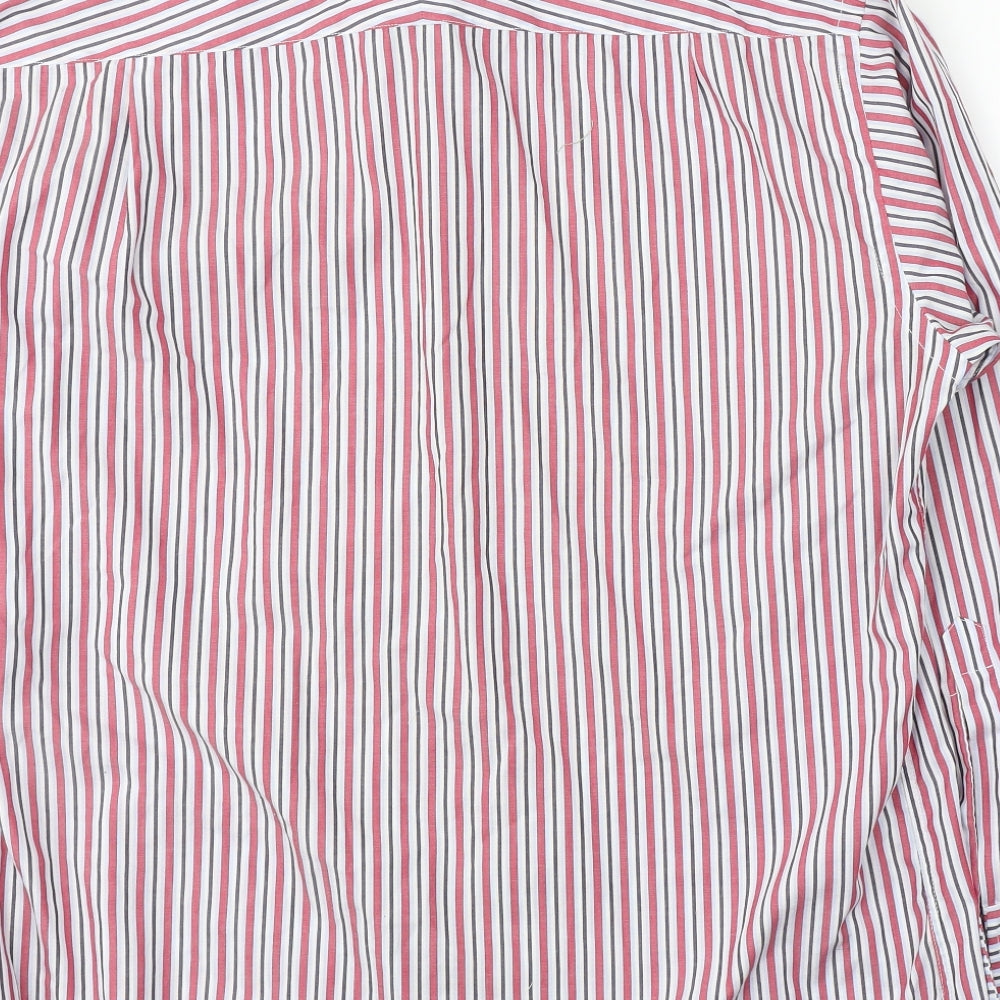 Van Heusen Mens Red Striped Cotton  Button-Up Size 41 Collared Button