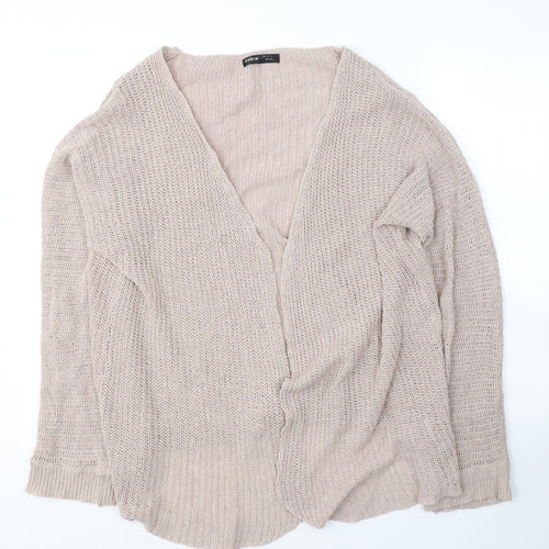 SheIn Womens Pink V-Neck  Polyester Cardigan Jumper Size M