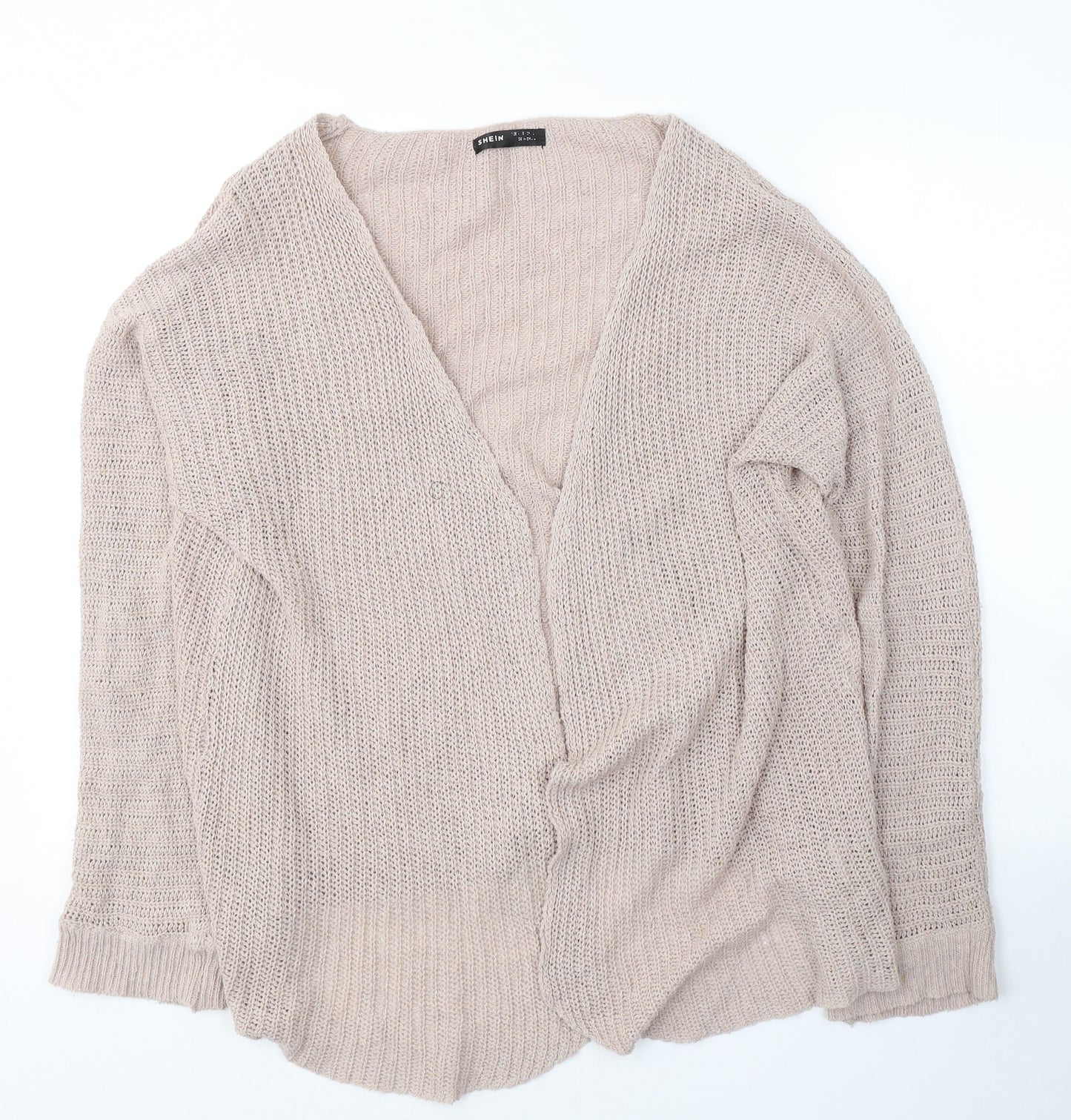SheIn Womens Pink V-Neck  Polyester Cardigan Jumper Size M