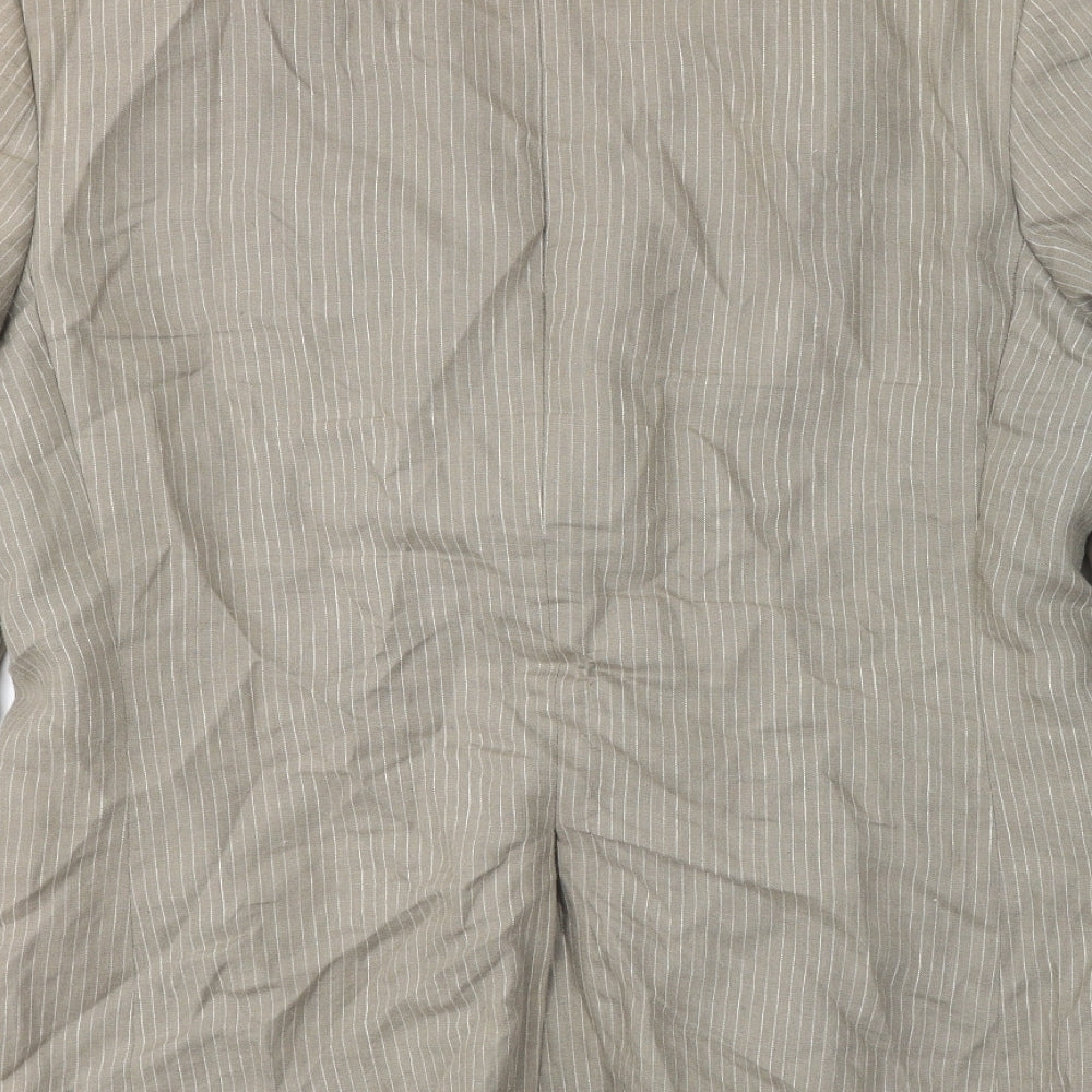 Jeff Banks Mens Beige Striped Polyester Jacket Suit Jacket Size 44