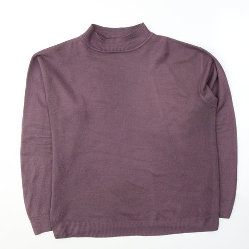 Henoi Womens Purple Round Neck  Acrylic Pullover Jumper Size L