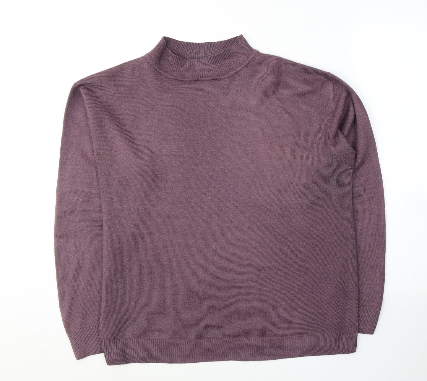 Henoi Womens Purple Round Neck  Acrylic Pullover Jumper Size L