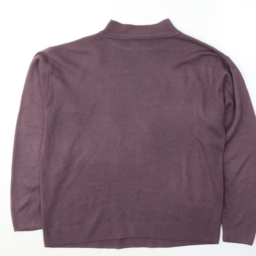 Henoi Womens Purple Round Neck  Acrylic Pullover Jumper Size L