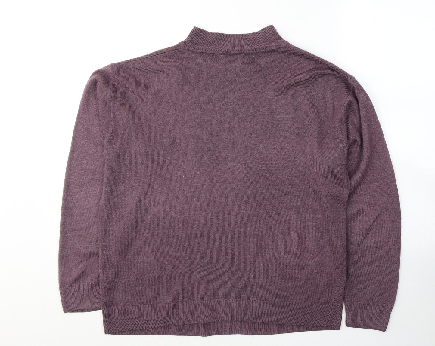 Henoi Womens Purple Round Neck  Acrylic Pullover Jumper Size L