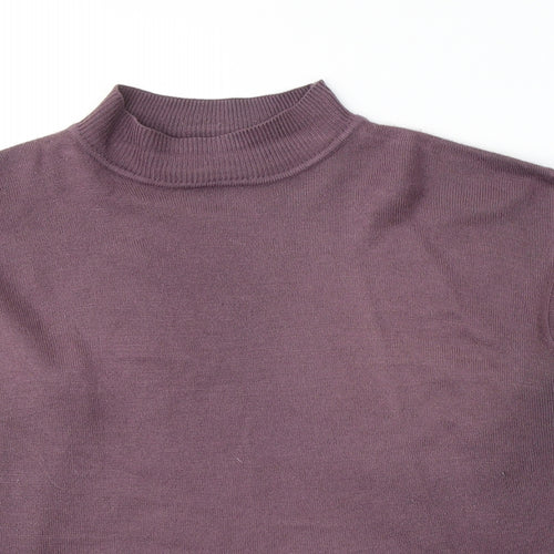 Henoi Womens Purple Round Neck  Acrylic Pullover Jumper Size L