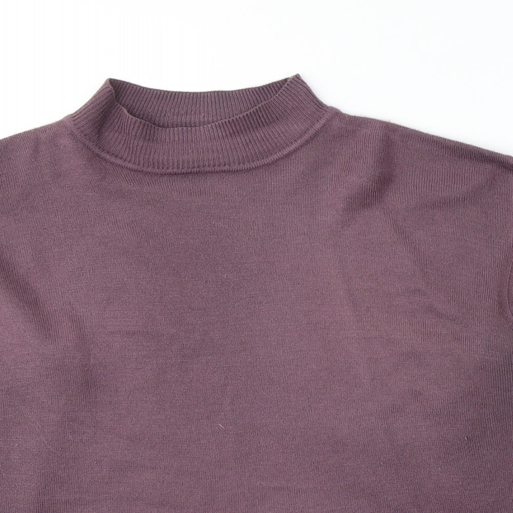 Henoi Womens Purple Round Neck  Acrylic Pullover Jumper Size L