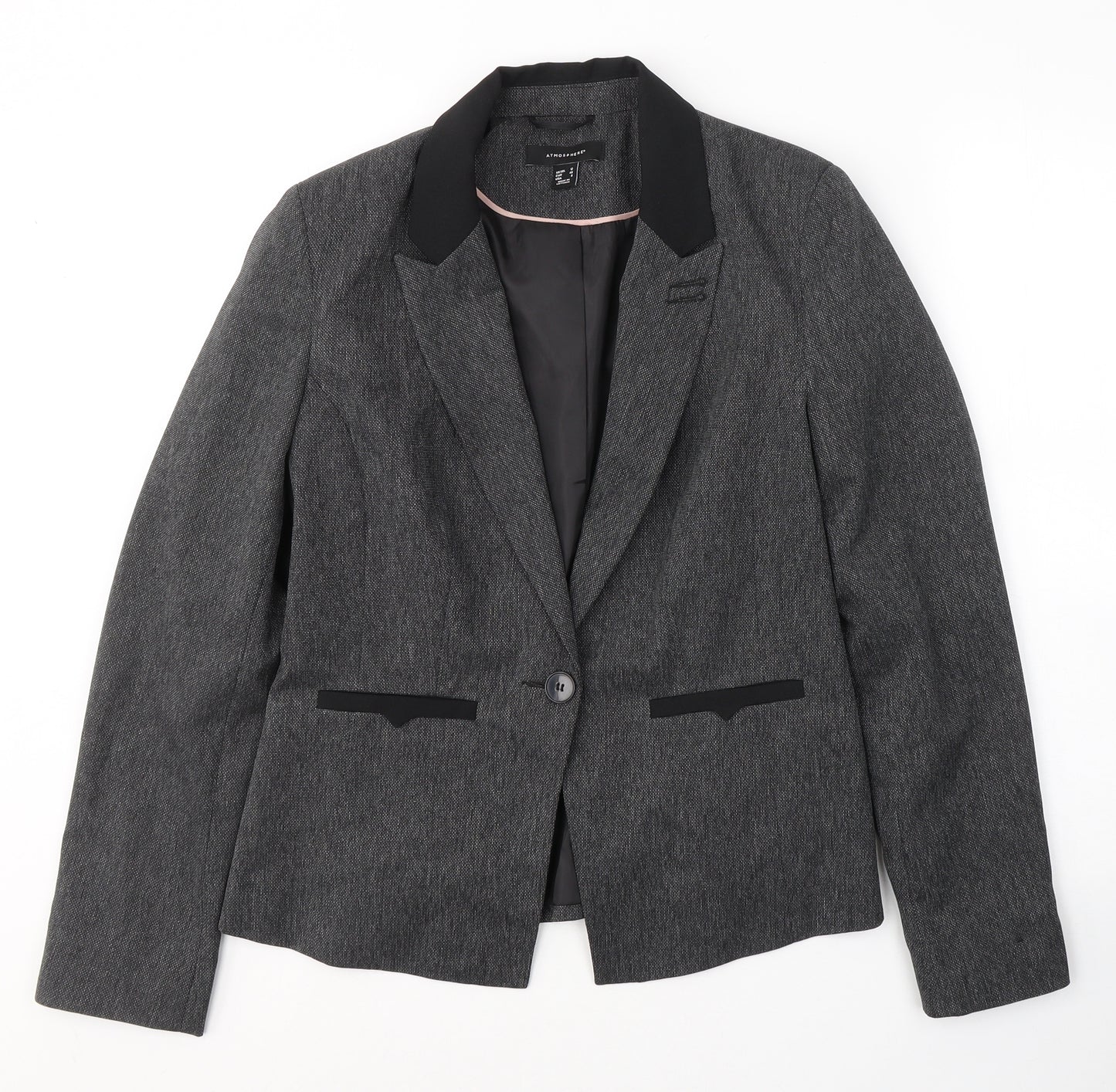Atmosphere Womens Grey  Polyester Jacket Blazer Size 12
