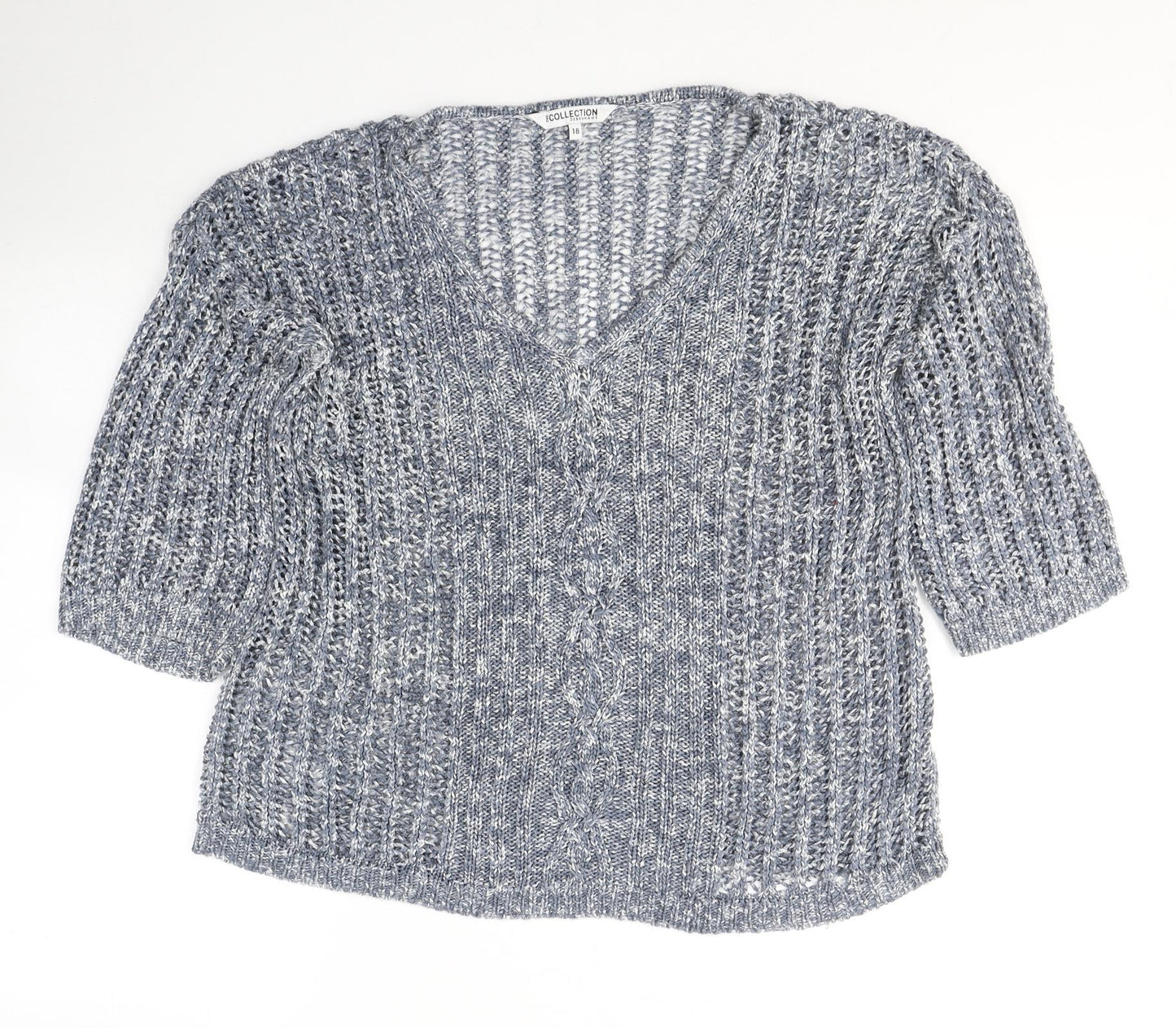 Debenhams Womens Blue V-Neck  Acrylic Pullover Jumper Size 18
