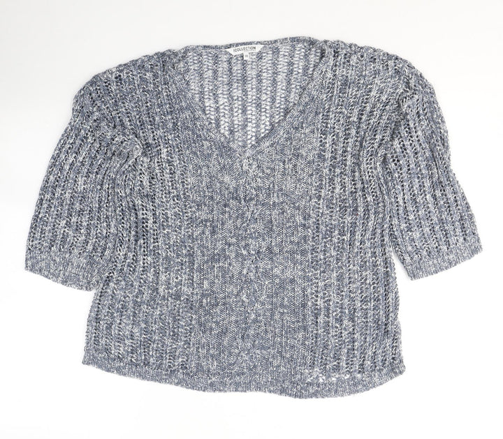 Debenhams Womens Blue V-Neck  Acrylic Pullover Jumper Size 18