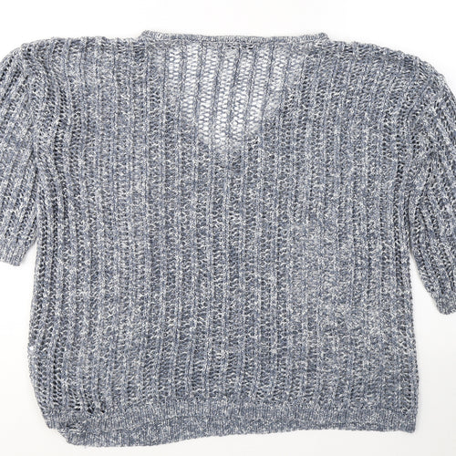 Debenhams Womens Blue V-Neck  Acrylic Pullover Jumper Size 18