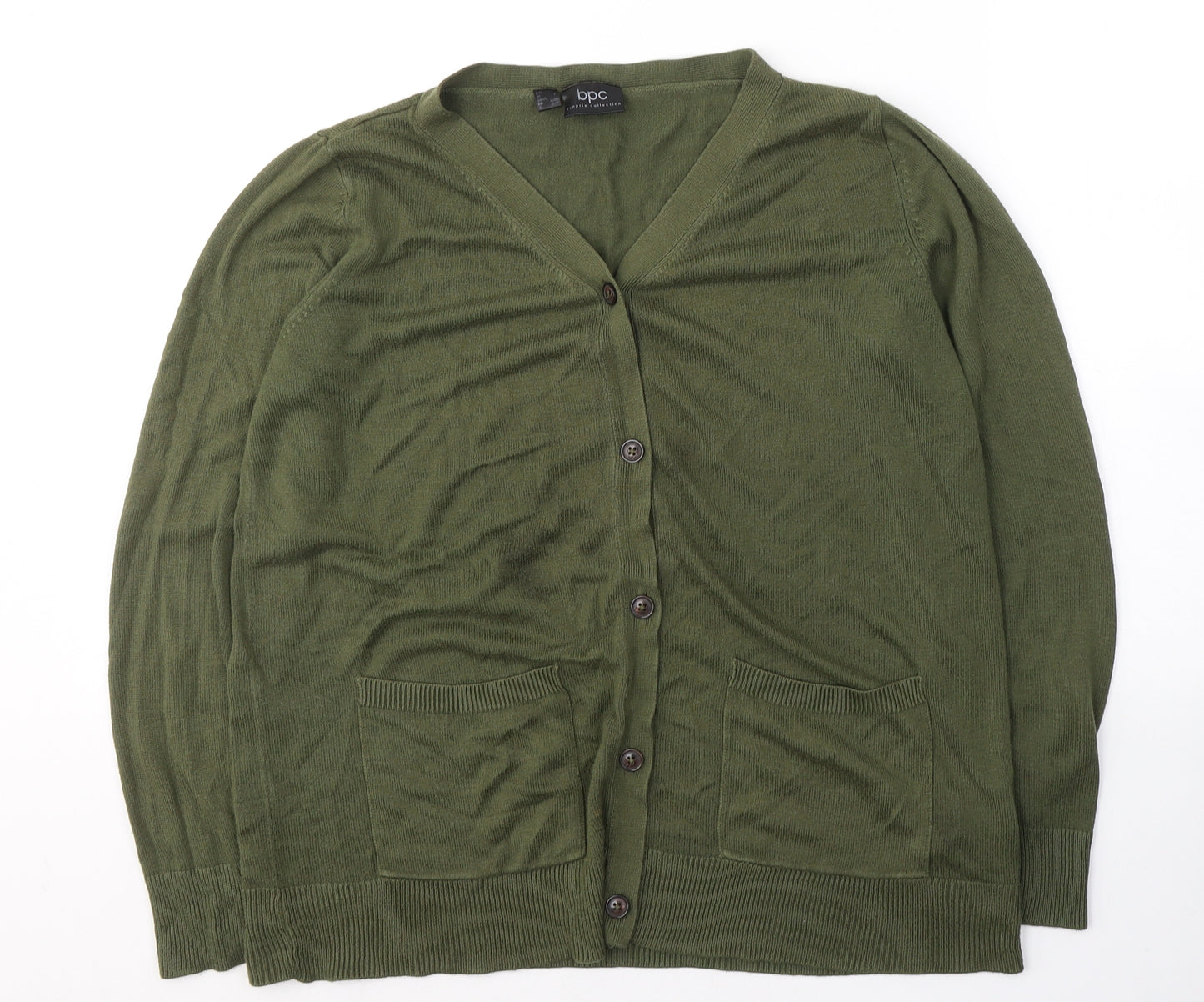 BPC Womens Green V-Neck  Acrylic Cardigan Jumper Size M