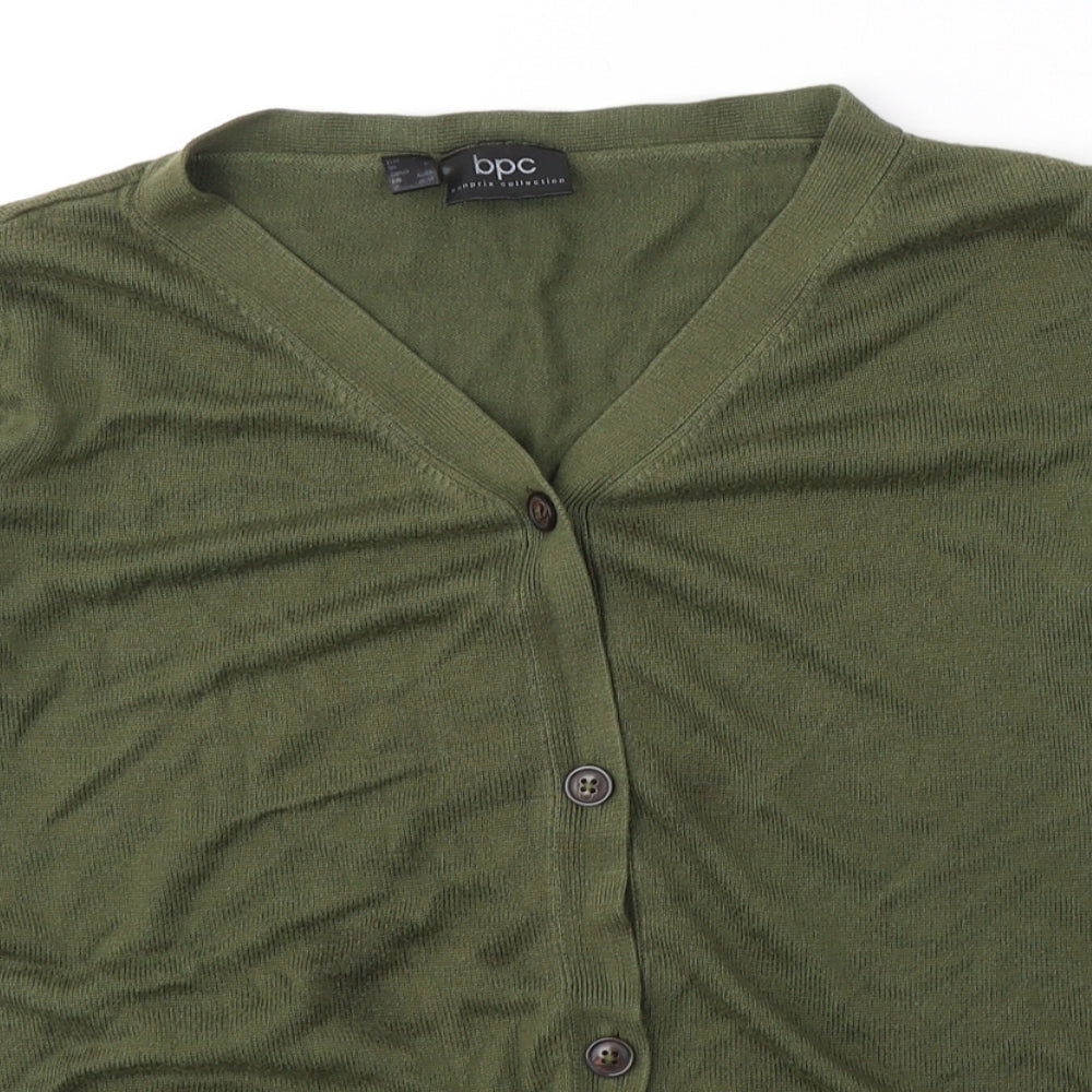 BPC Womens Green V-Neck  Acrylic Cardigan Jumper Size M