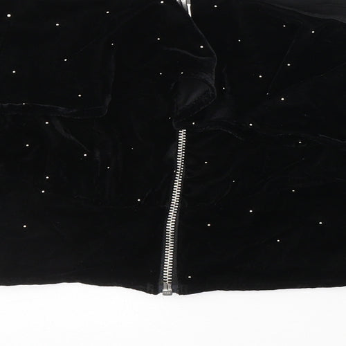 Topshop Womens Black  Polyester Cropped Blouse Size 8 Off the Shoulder