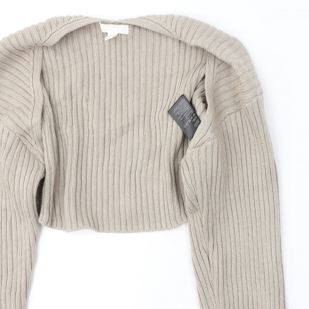 H&M Womens Beige V-Neck  Cotton Cardigan Jumper Size S