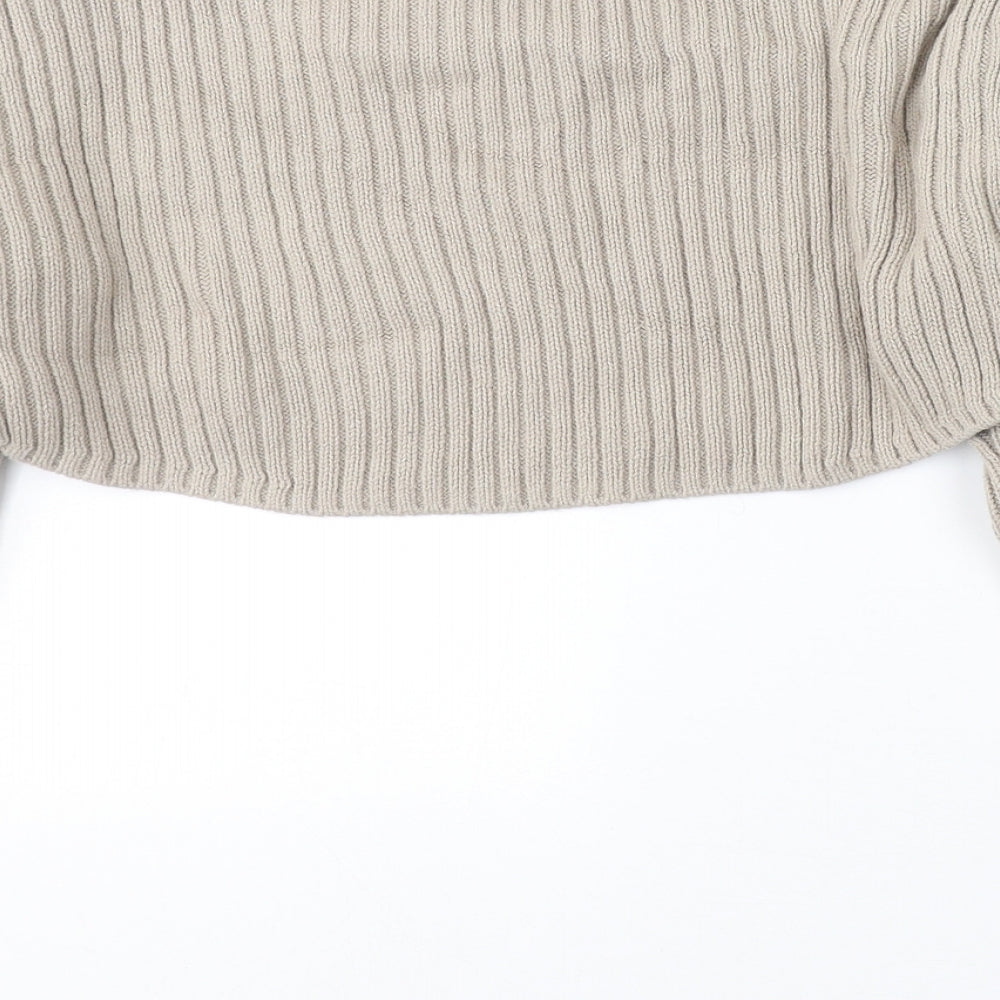 H&M Womens Beige V-Neck  Cotton Cardigan Jumper Size S