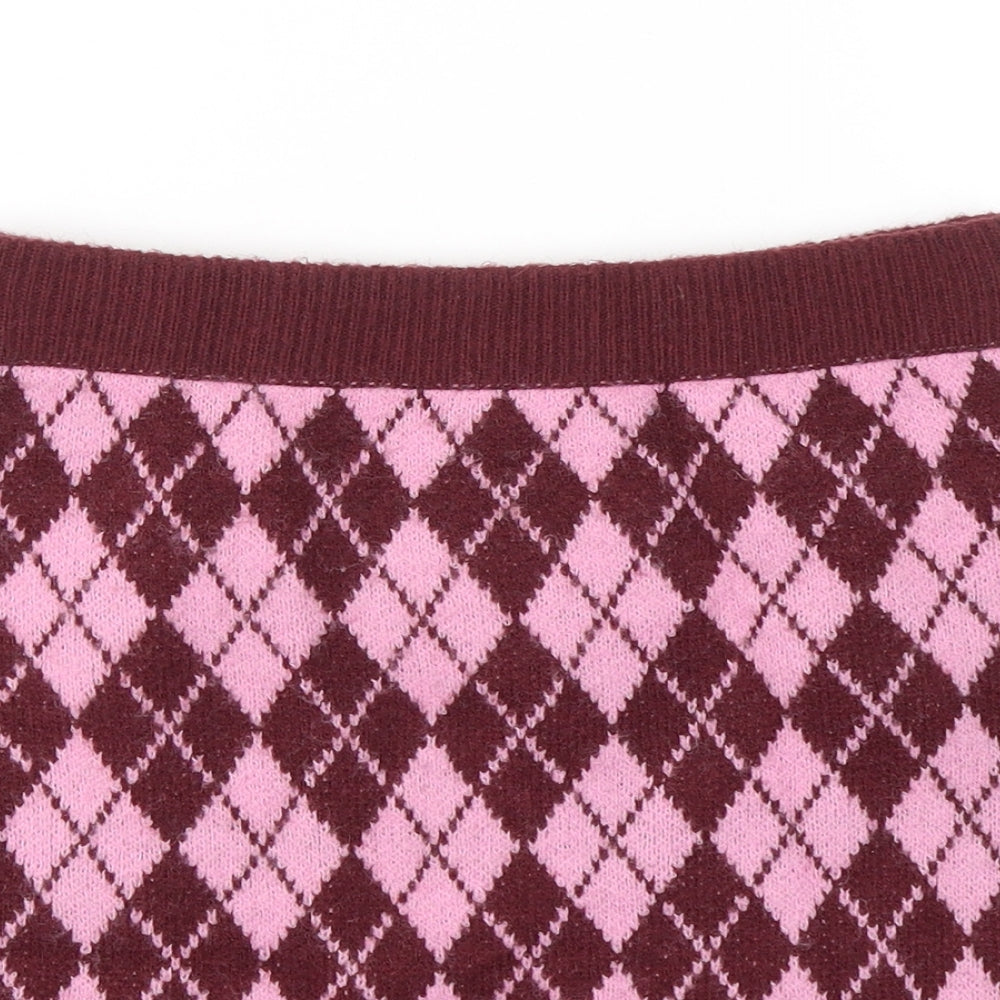 SheIn Womens Pink Geometric Acrylic Mini Skirt Size M
