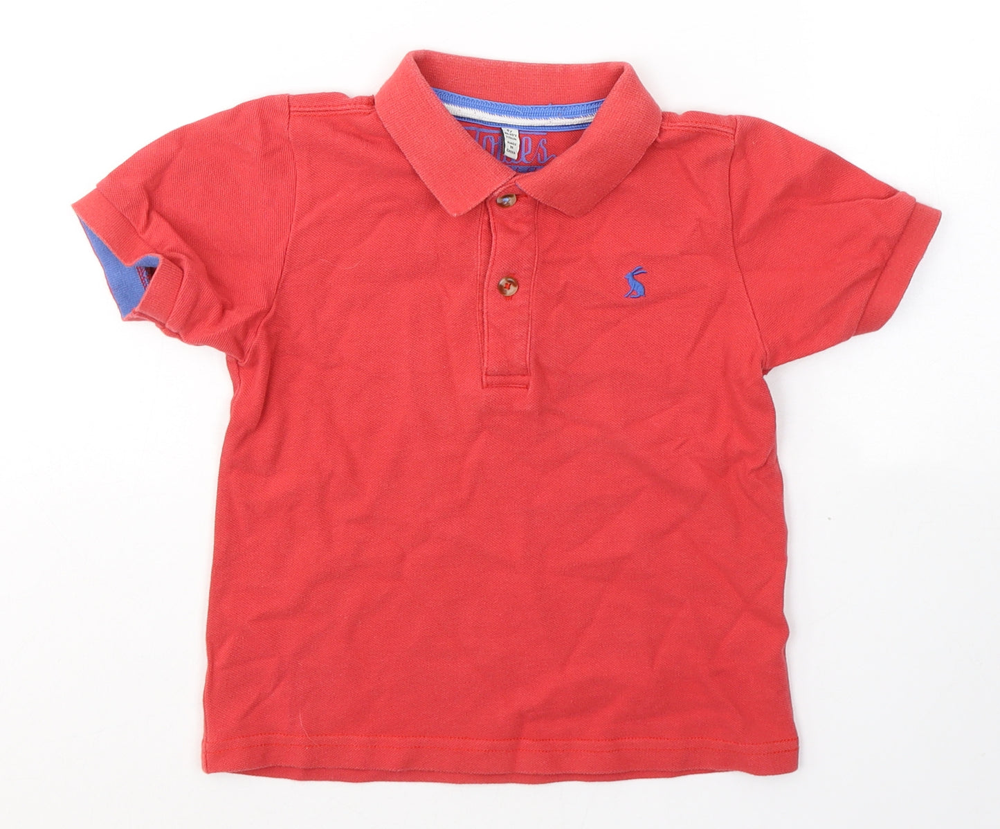 Jules Boys Red  Cotton Basic Polo Size 5 Years Collared Pullover