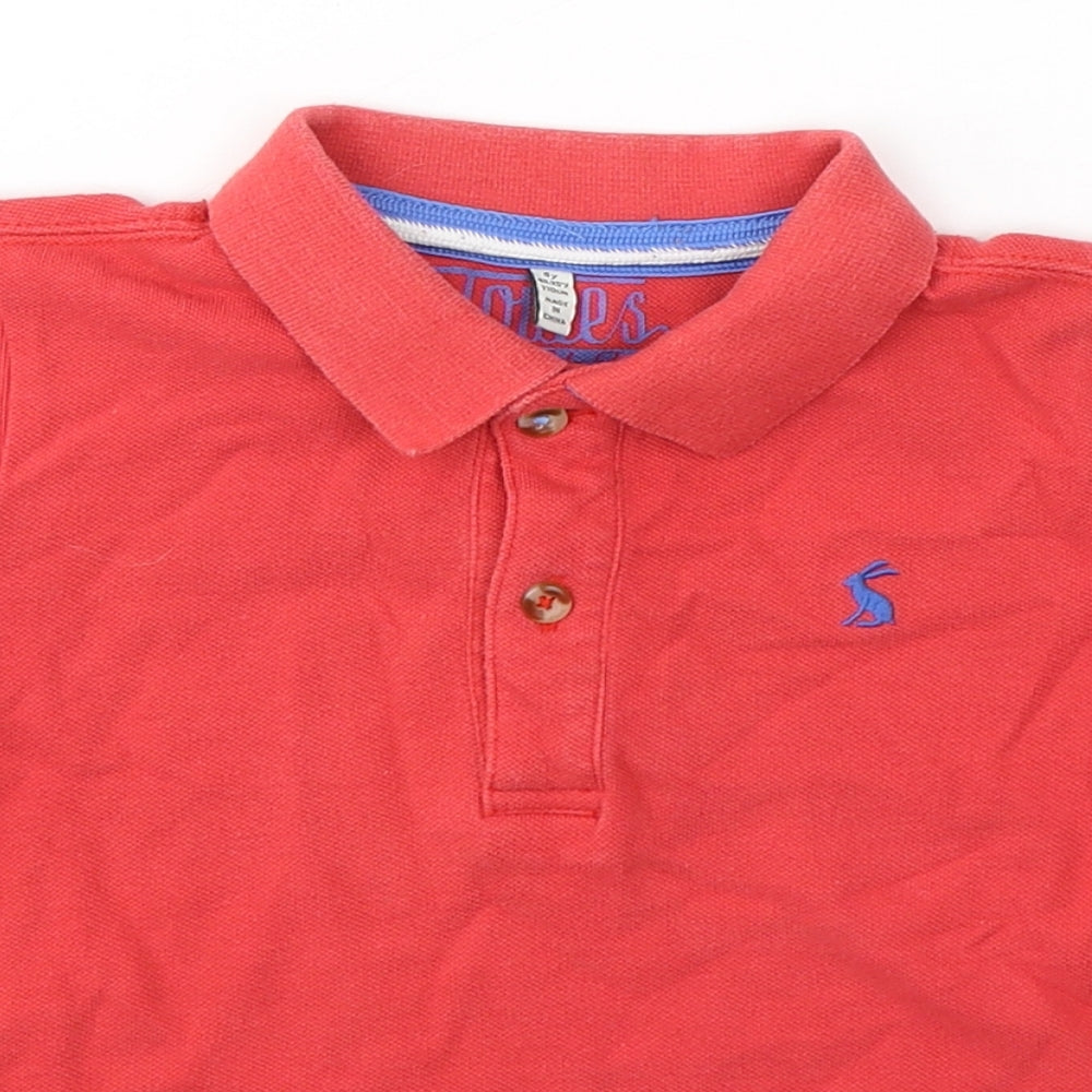 Jules Boys Red  Cotton Basic Polo Size 5 Years Collared Pullover