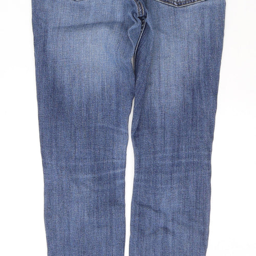 Marks and Spencer Womens Blue  Cotton Skinny Jeans Size 10 L29 in Regular Button