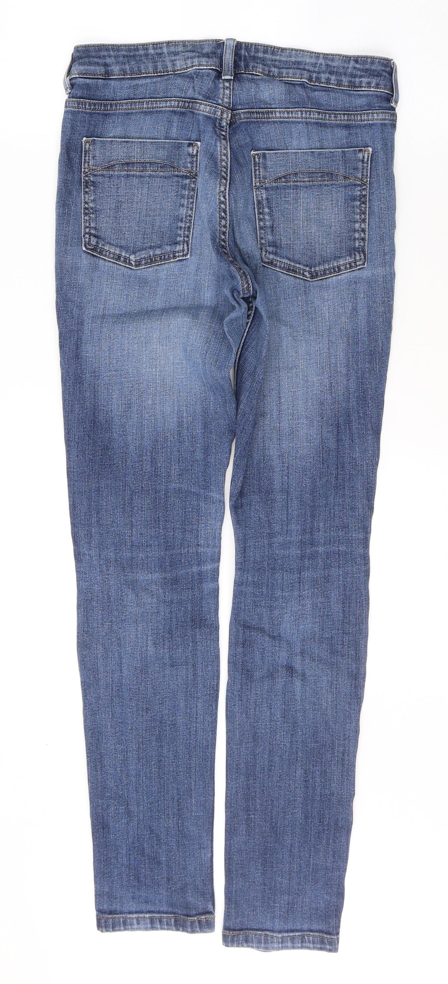 Marks and Spencer Womens Blue  Cotton Skinny Jeans Size 10 L29 in Regular Button