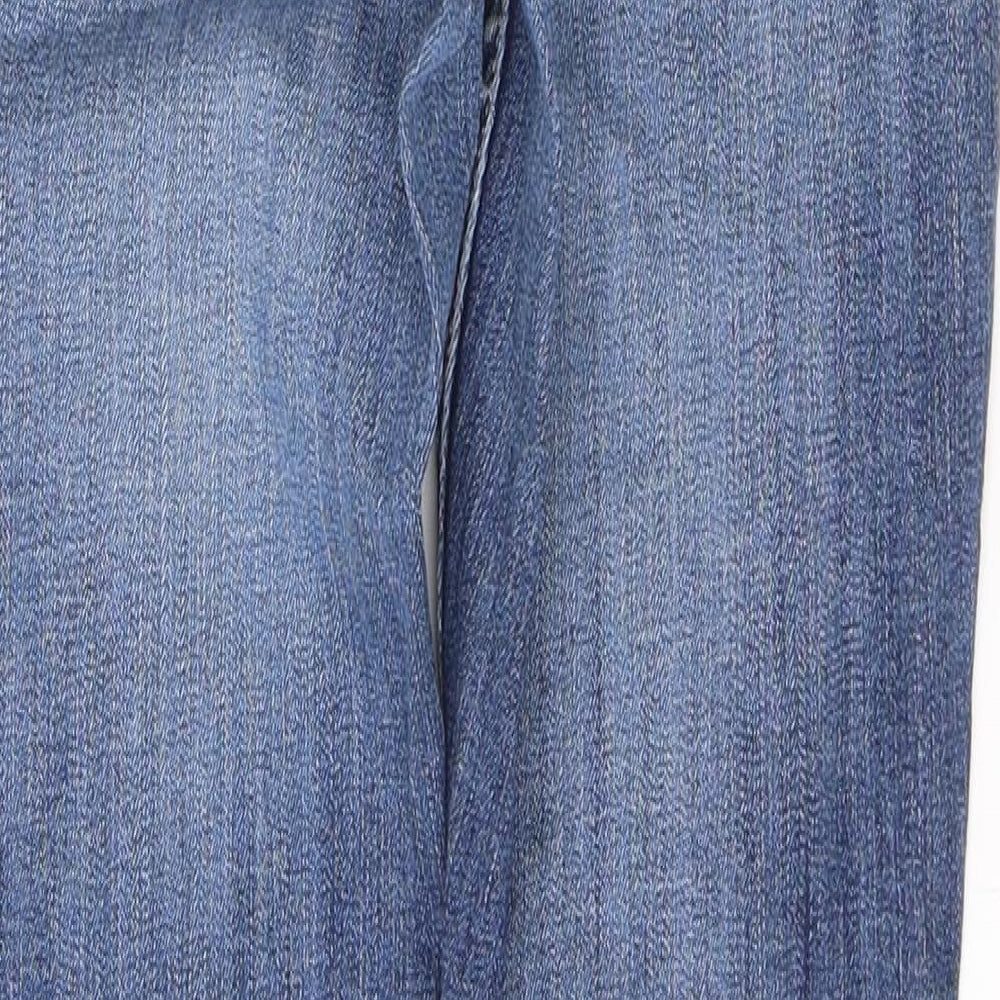 Marks and Spencer Womens Blue  Cotton Skinny Jeans Size 10 L29 in Regular Button