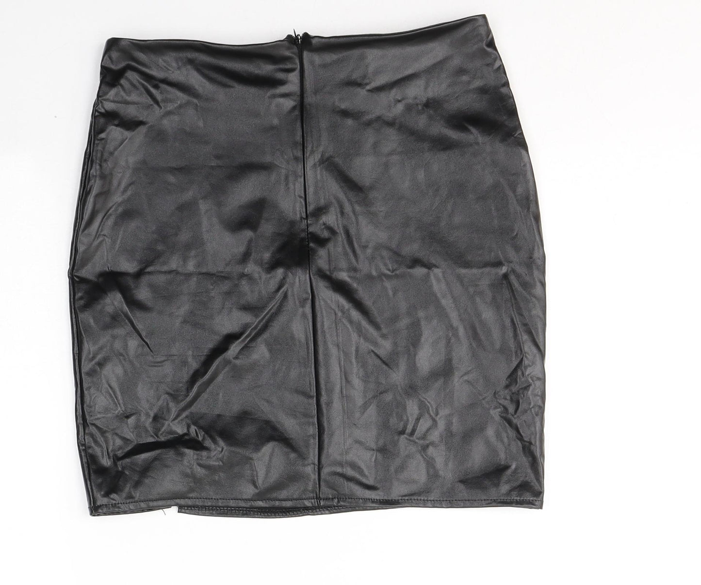 Preworn Womens Black  Polyester Mini Skirt Size 24 in   Zip