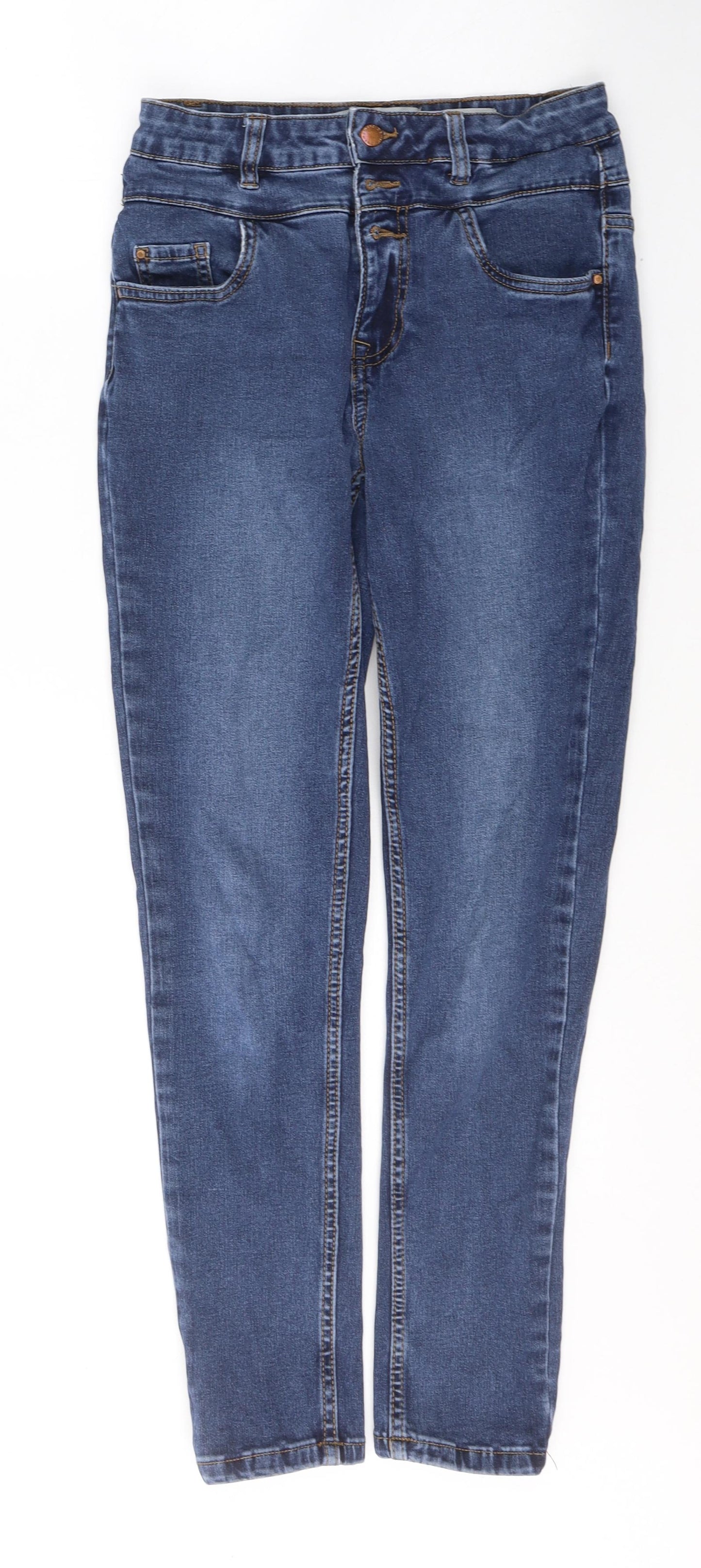New Look Womens Blue  Cotton Skinny Jeans Size 8 L26 in Regular Button