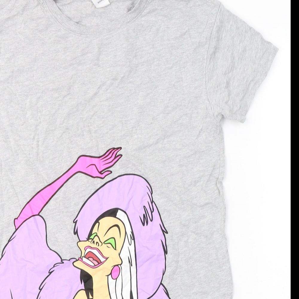Disney Womens Grey Solid Cotton Top Nightshirt Size 10   - Why be nice,when you can be bad