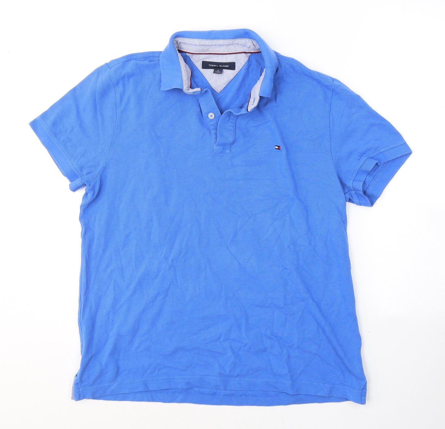 Tommy Hilfiger Mens Blue  Cotton  Polo Size M Collared Pullover