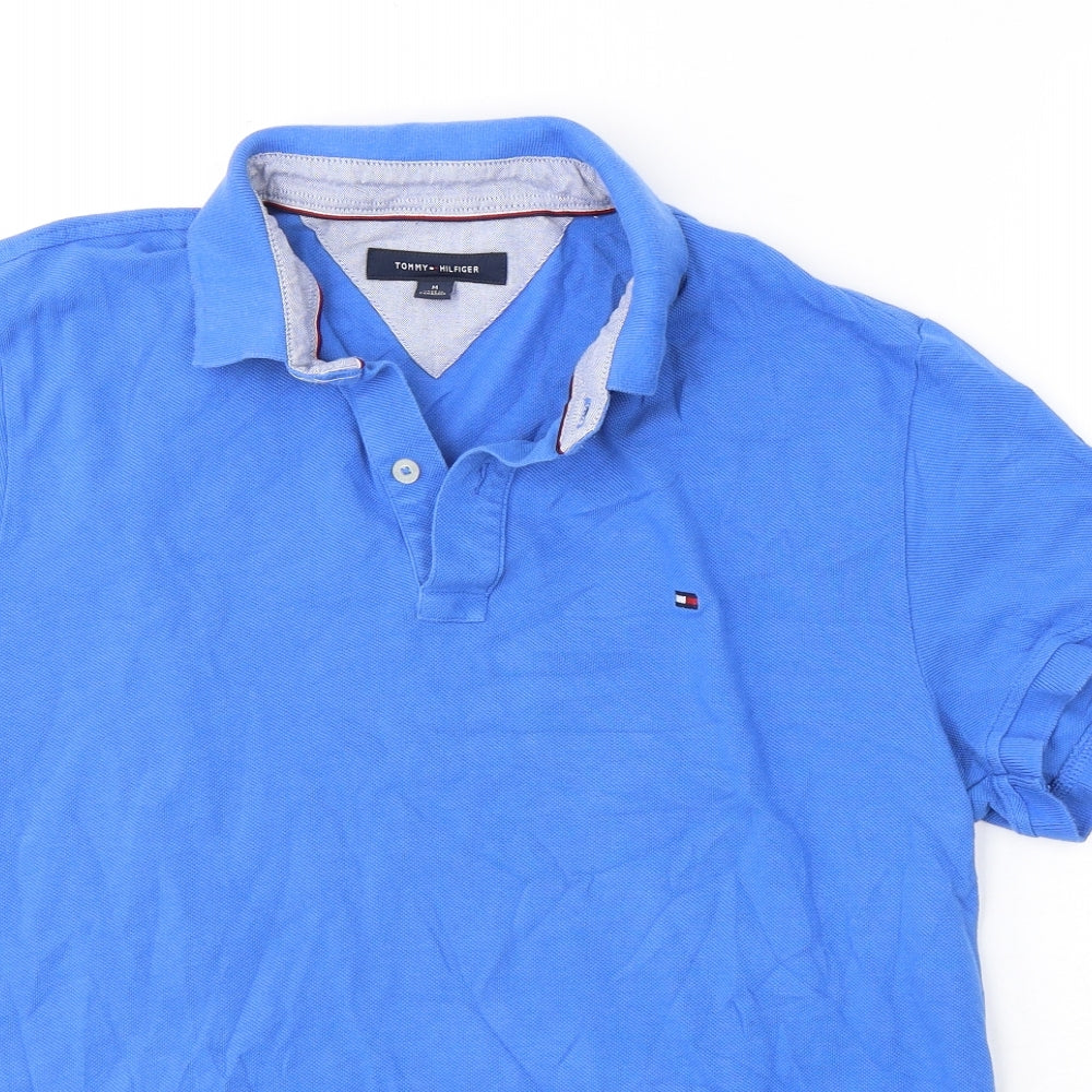 Tommy Hilfiger Mens Blue  Cotton  Polo Size M Collared Pullover