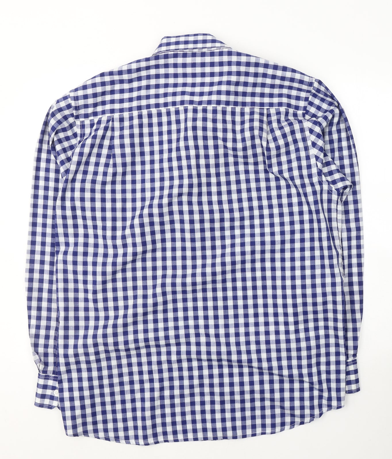 Pierre Cardin Mens Blue Check Cotton  Button-Up Size 2XL Collared Button