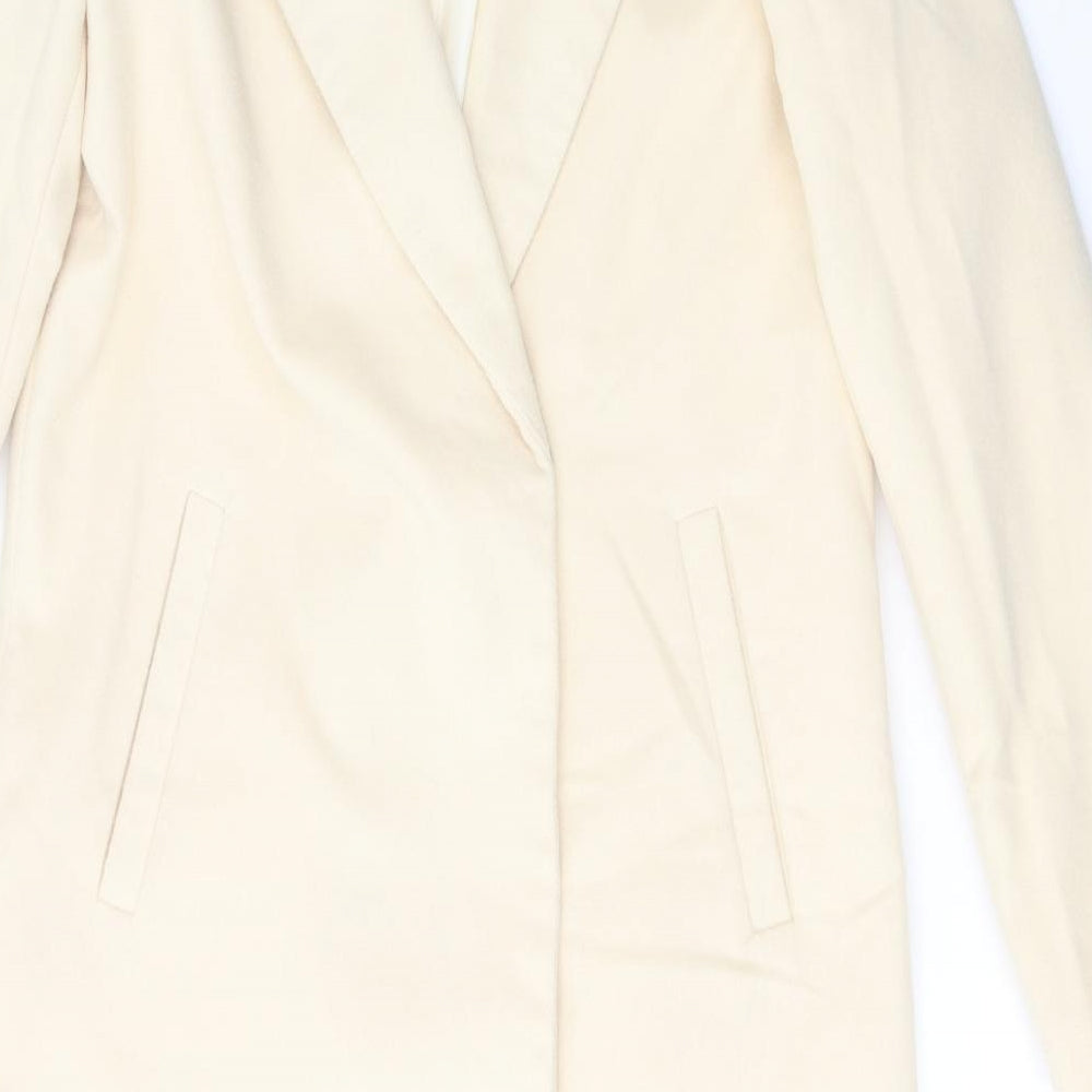 PRETTYLITTLETHING Womens Beige   Pea Coat Coat Size 4  Button