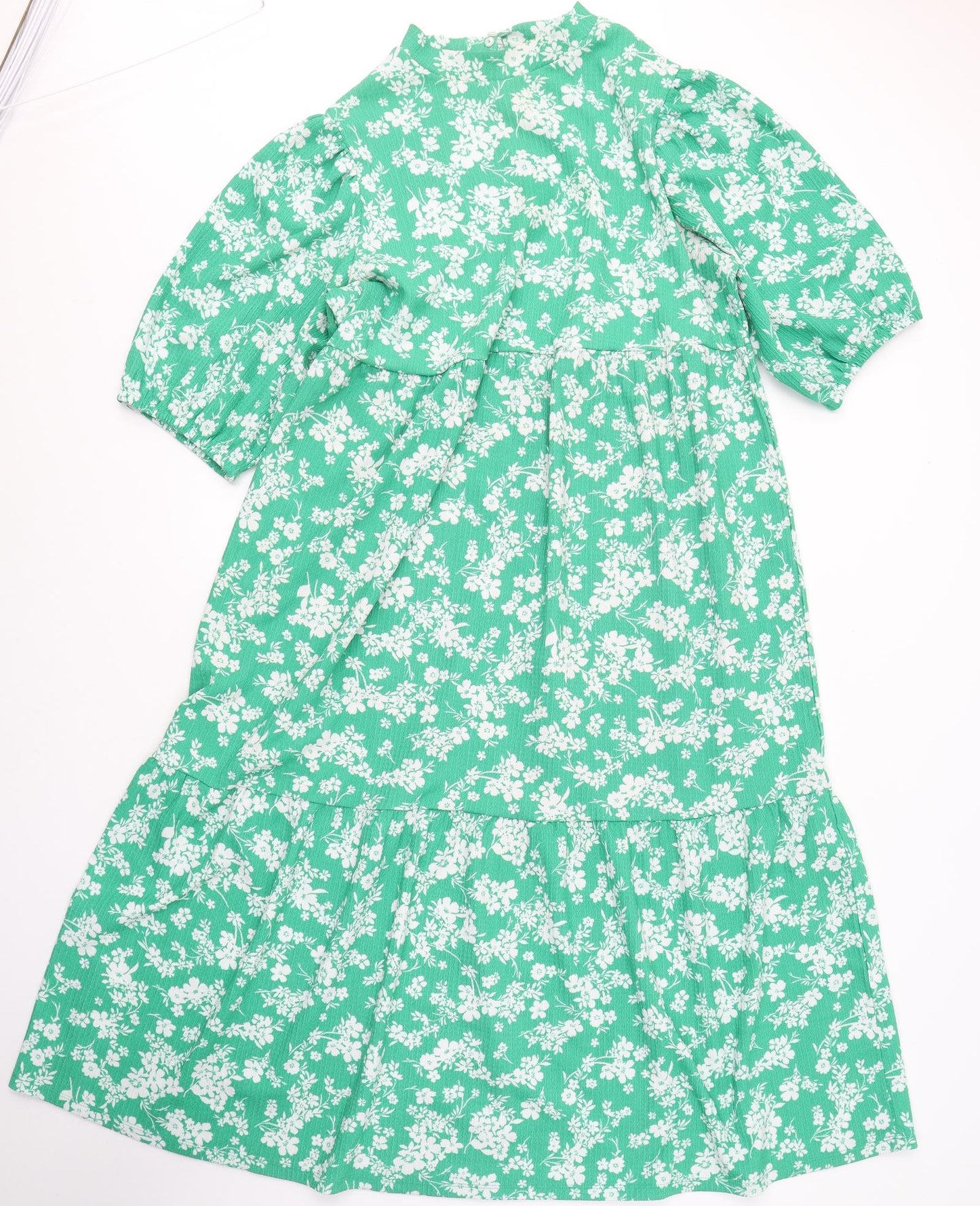 New Look Maternity Womens Green Floral Viscose Maxi  Size 14  Round Neck Button